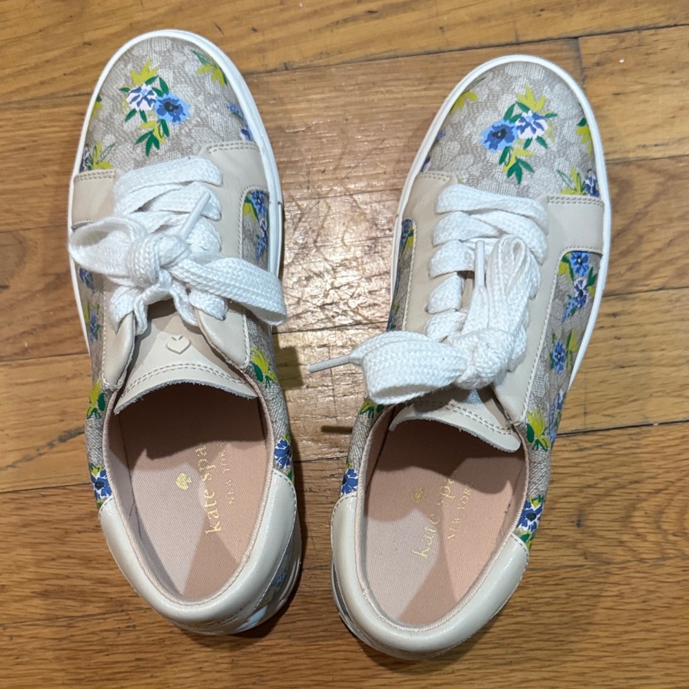 Kate Spade Erin Beige Floral Sneakers